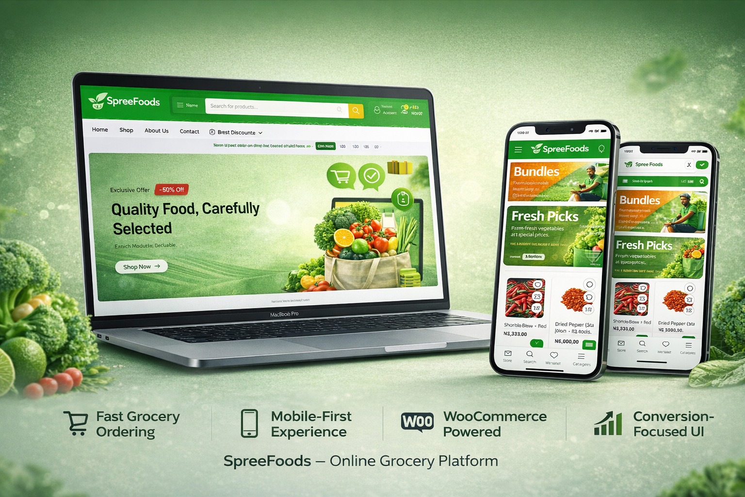 SpreeFoods online grocery ecommerce website project